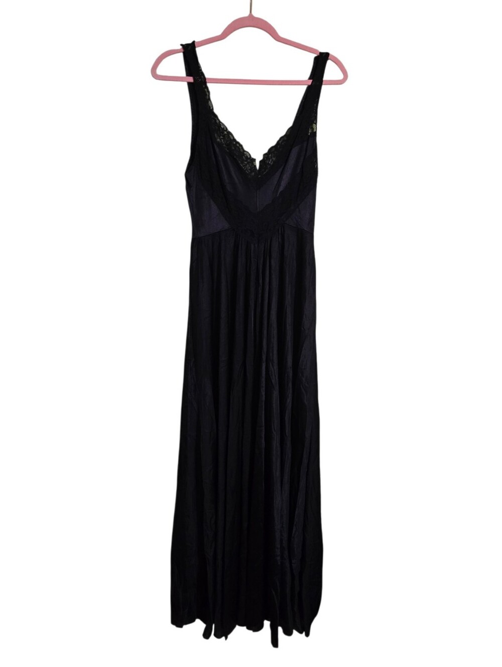 Vintage | Black Lace-Trim Long Slip Set